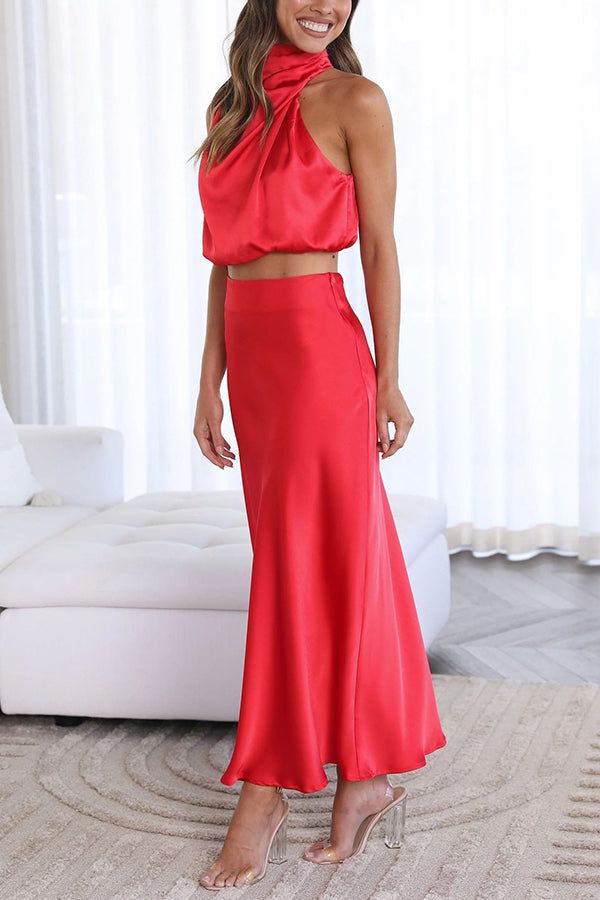 Conjunto De Dos Piezas Con Top Y Falda Maxi Para Mujer