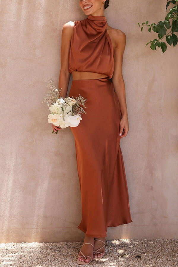 Conjunto De Dos Piezas Con Top Y Falda Maxi Para Mujer
