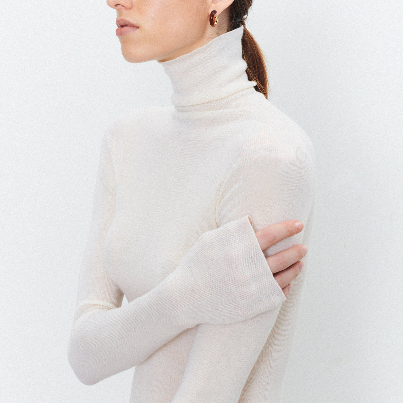 Suéter Ajustado De Cuello Alto Para Mujer