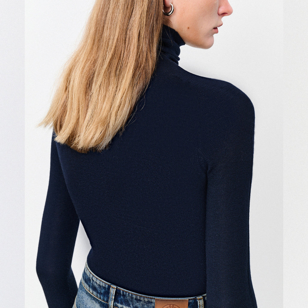 Suéter Ajustado De Cuello Alto Para Mujer