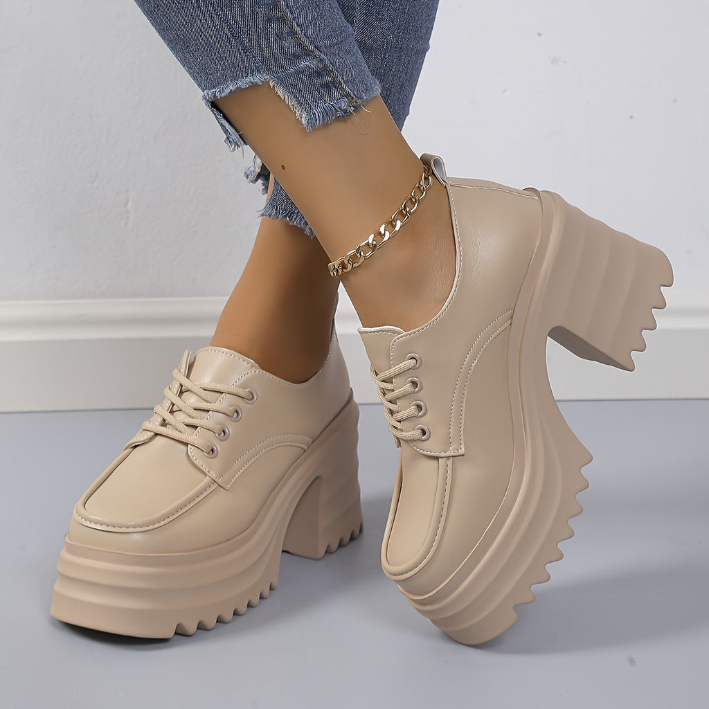 Zapatos De Cordones Con Tacón Ancho Para Mujer
