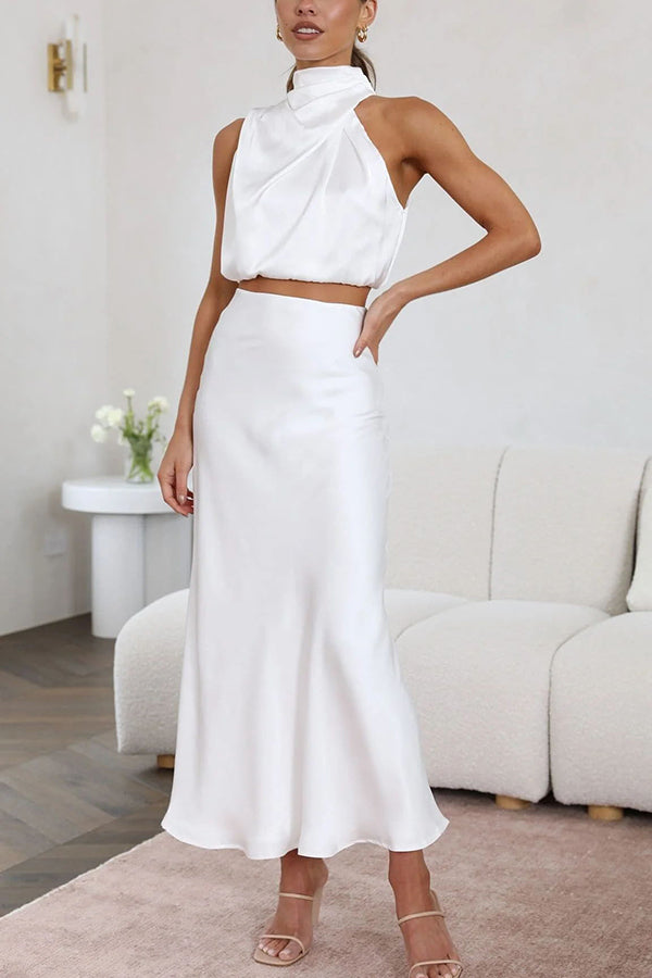 Conjunto De Dos Piezas Con Top Y Falda Maxi Para Mujer