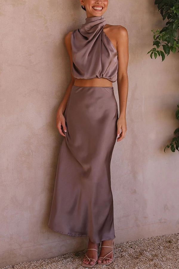 Conjunto De Dos Piezas Con Top Y Falda Maxi Para Mujer