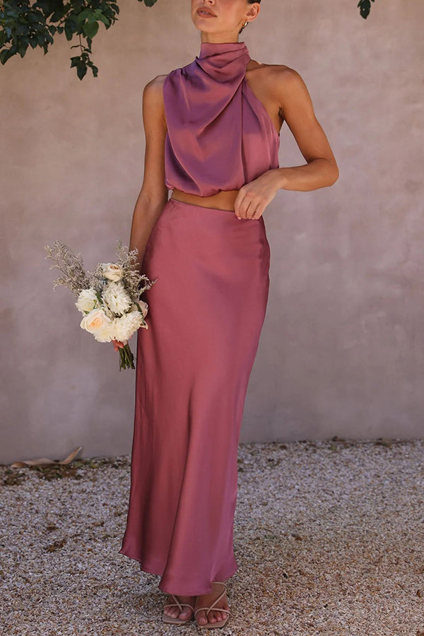 Conjunto De Dos Piezas Con Top Y Falda Maxi Para Mujer
