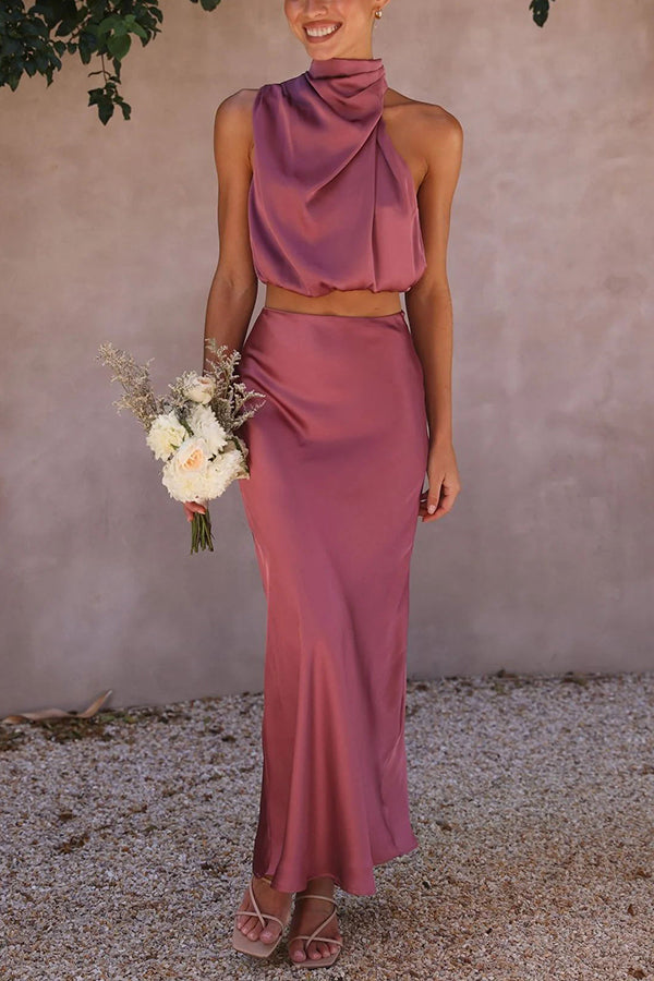 Conjunto De Dos Piezas Con Top Y Falda Maxi Para Mujer