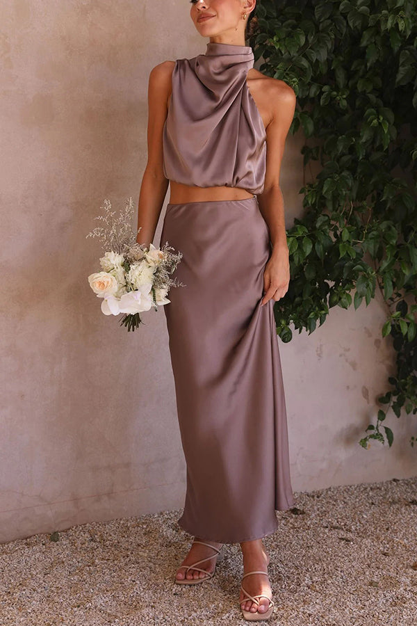 Conjunto De Dos Piezas Con Top Y Falda Maxi Para Mujer