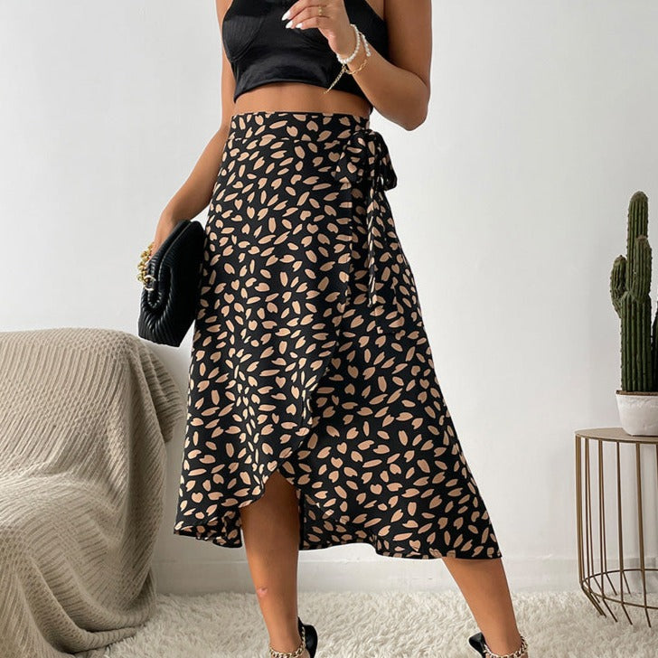 Falda Larga Cruzada Con Estampado Para Mujer