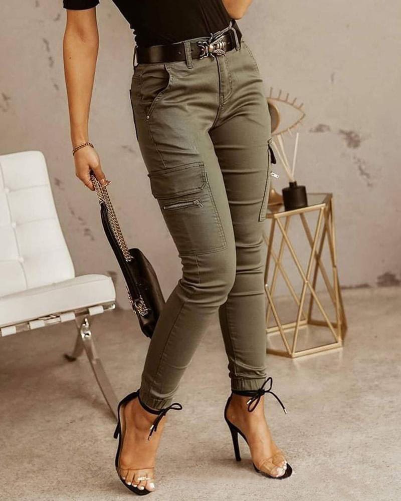 Pantalones Cargo Ajustados Para Mujer