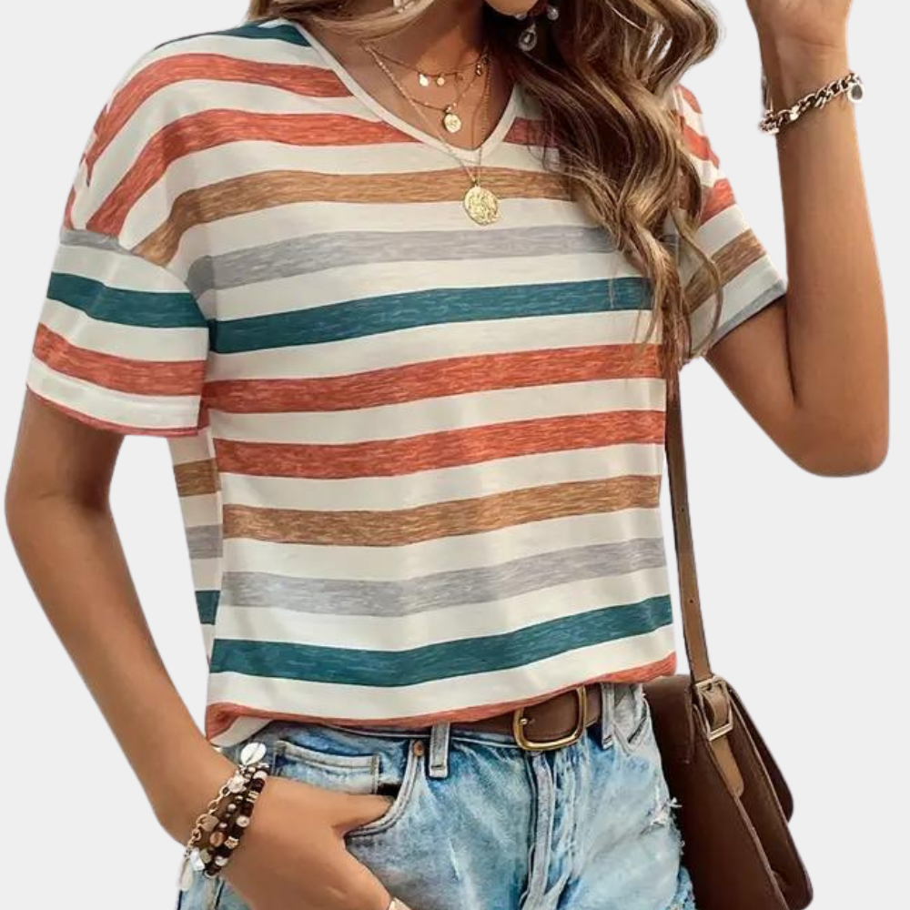 Camiseta De Rayas Para Mujer
