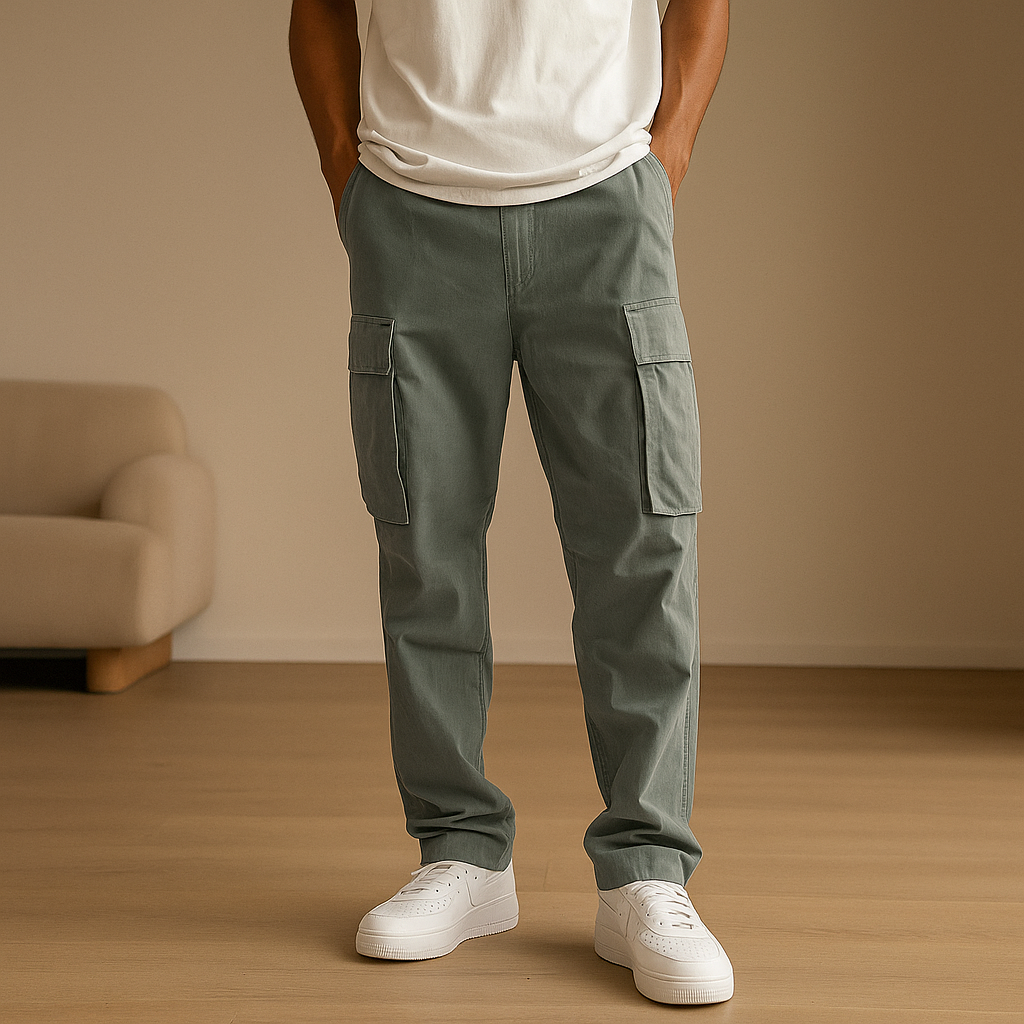 Pantalones Cargo De Pierna Ancha Para Hombre