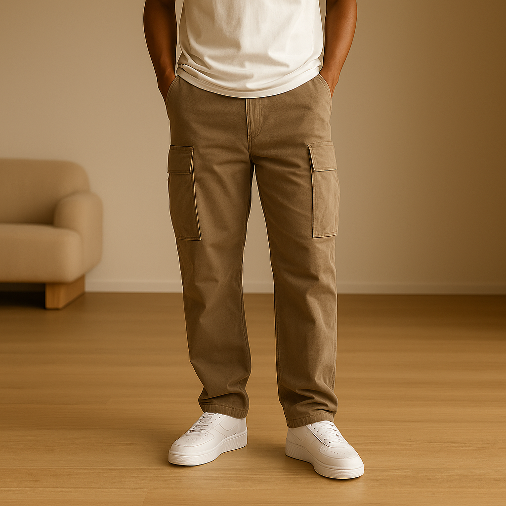 Pantalones Cargo De Pierna Ancha Para Hombre