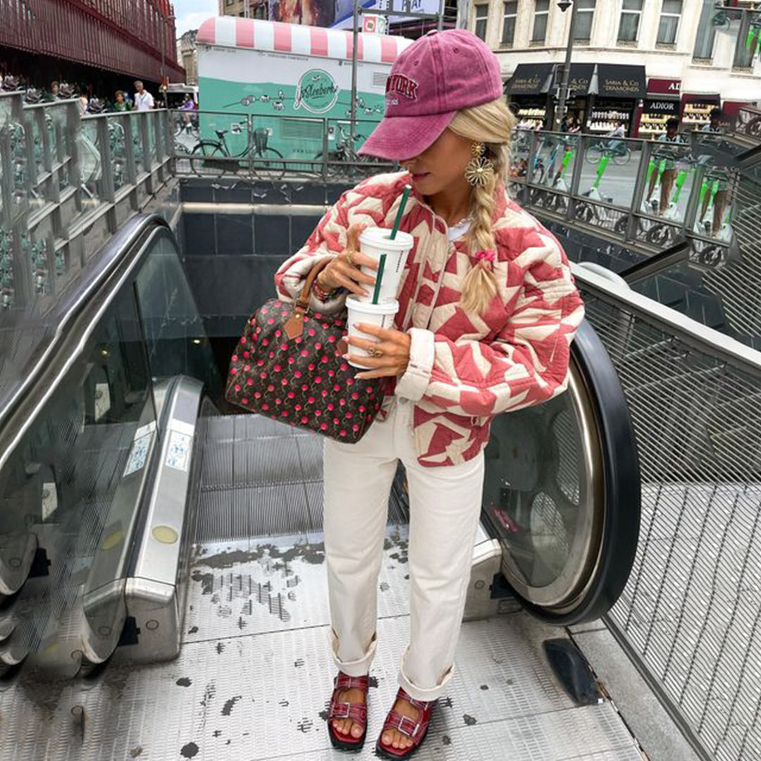 Chaqueta Acolchada Con Estampado Floral Para Mujer