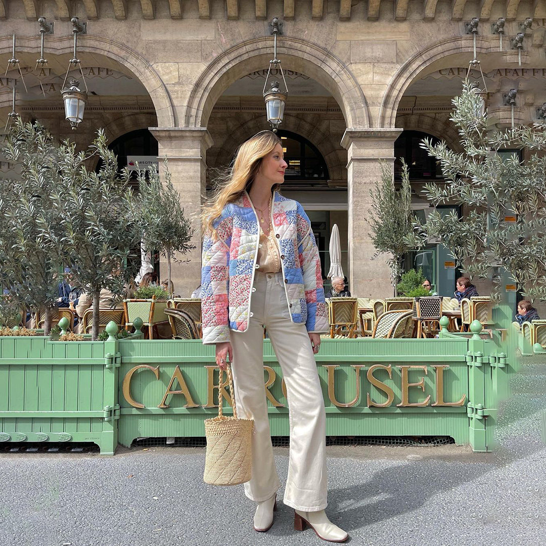 Chaqueta Acolchada Con Estampado Floral Para Mujer