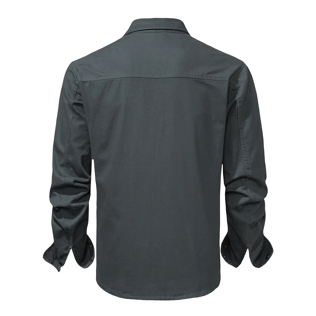 Camisa De Manga Larga Con Botones Para Hombre