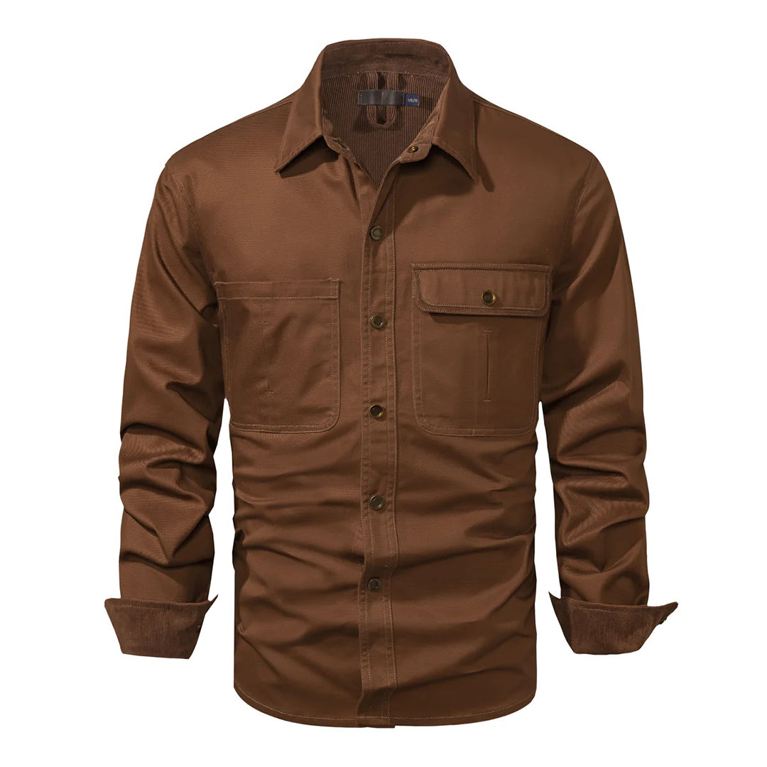 Camisa De Manga Larga Con Botones Para Hombre