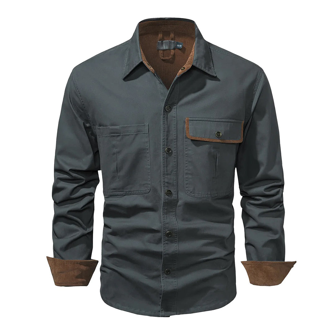 Camisa De Manga Larga Con Botones Para Hombre