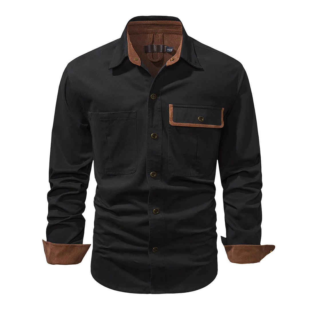 Camisa De Manga Larga Con Botones Para Hombre
