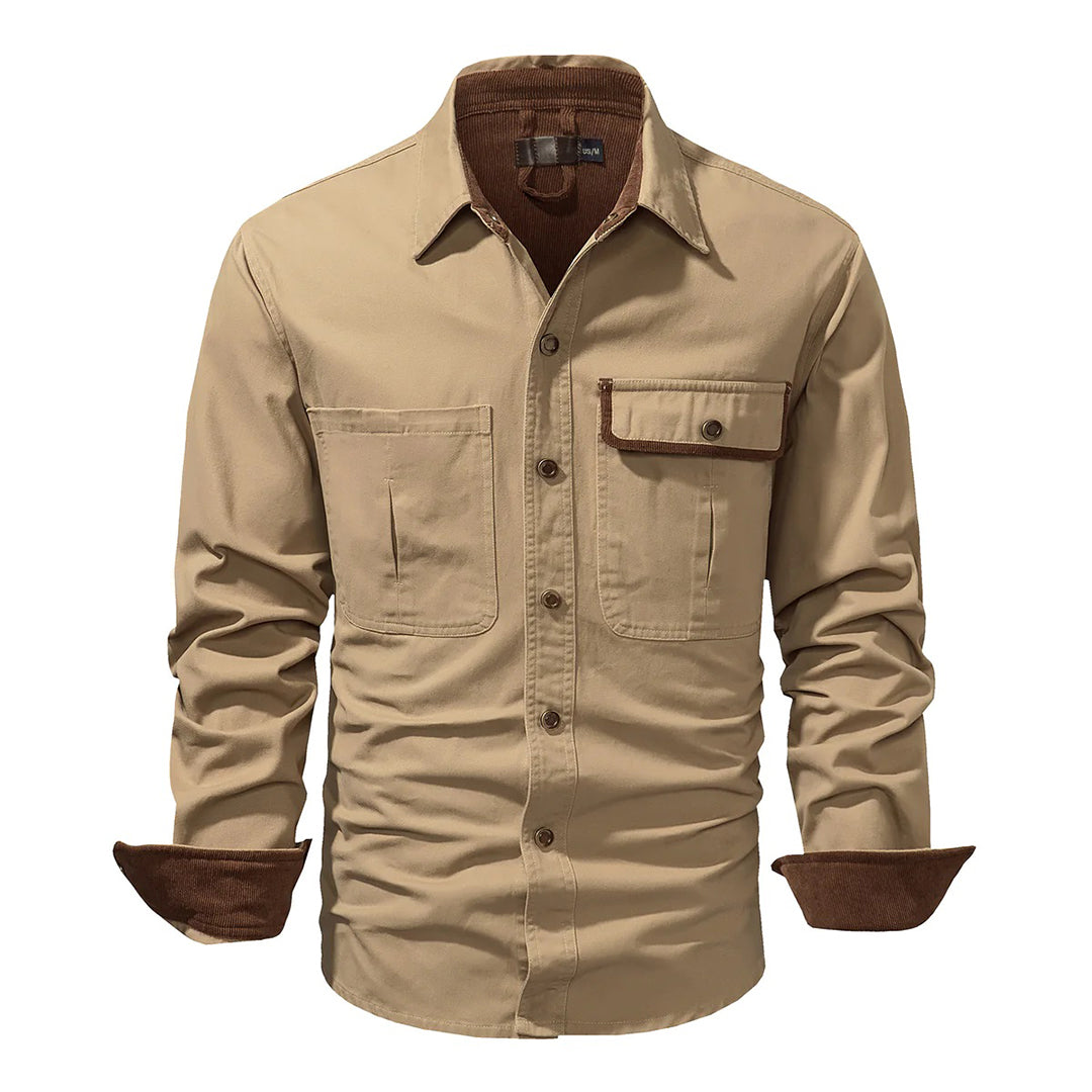 Camisa De Manga Larga Con Botones Para Hombre