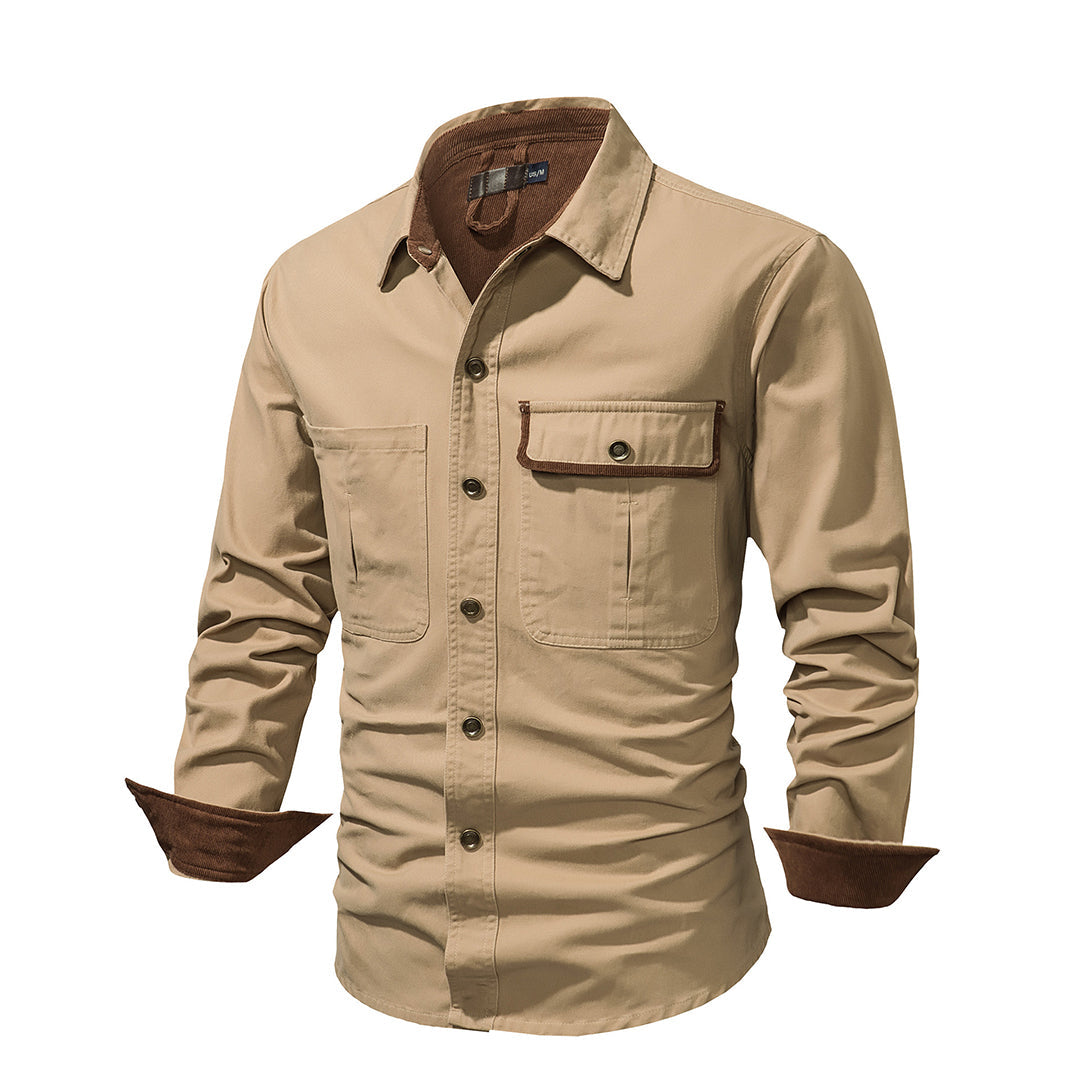Camisa De Manga Larga Con Botones Para Hombre