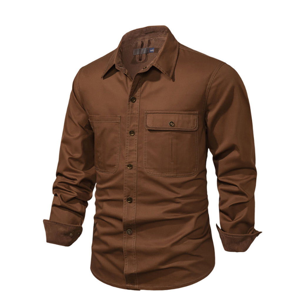 Camisa De Manga Larga Con Botones Para Hombre