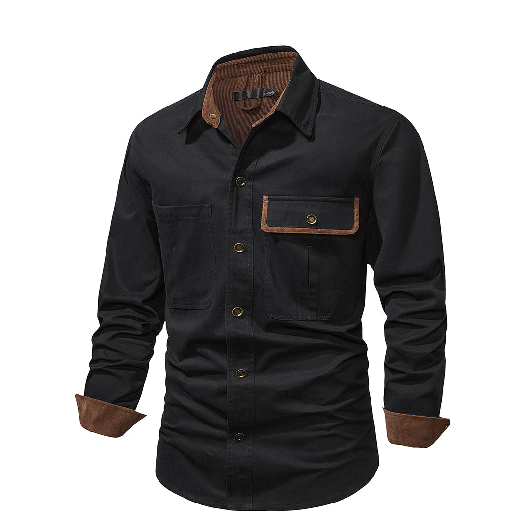 Camisa De Manga Larga Con Botones Para Hombre