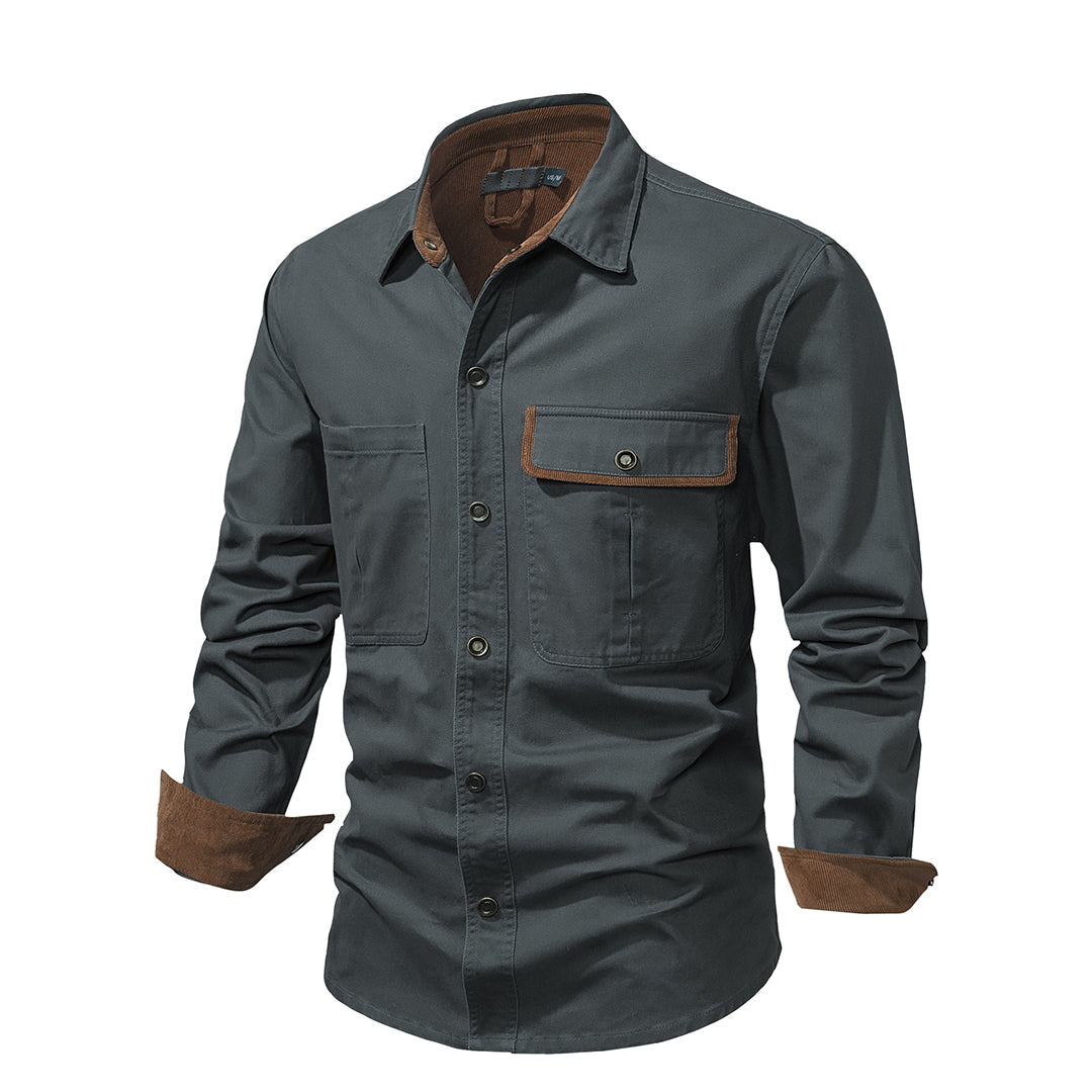 Camisa De Manga Larga Con Botones Para Hombre