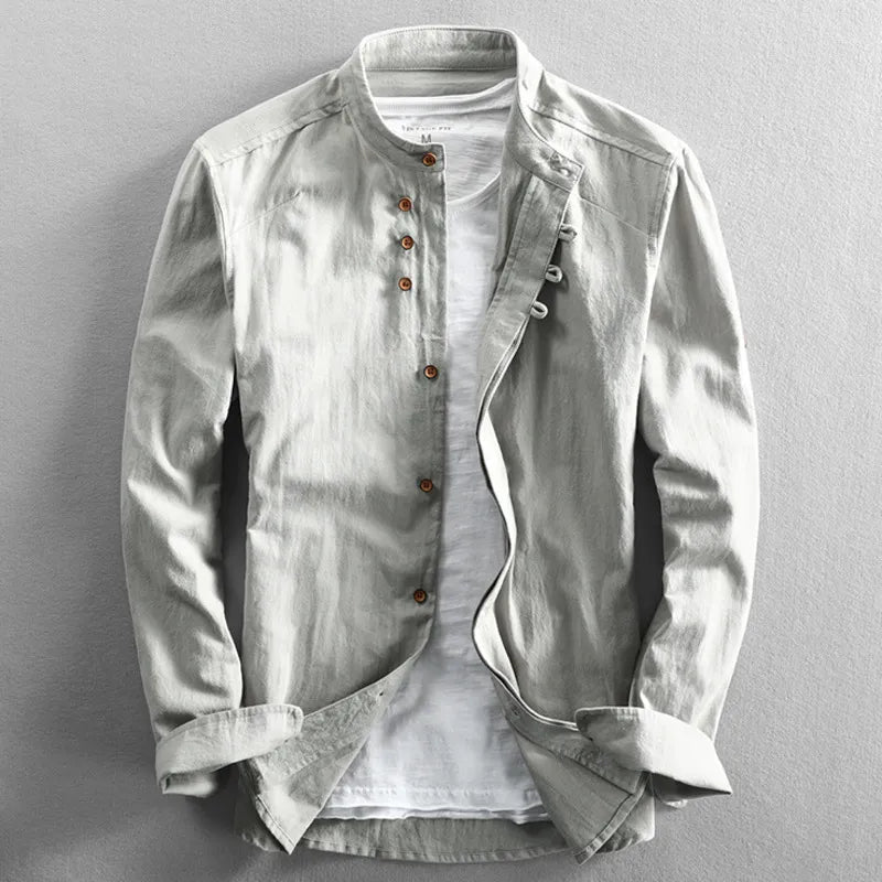 Camisa Recta De Manga Larga Para Hombre