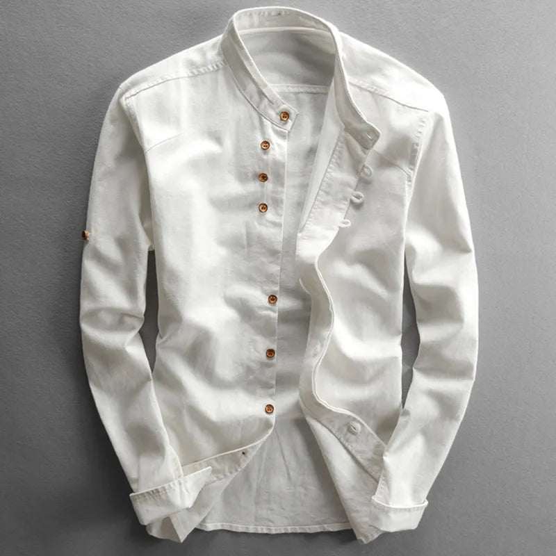 Camisa Recta De Manga Larga Para Hombre