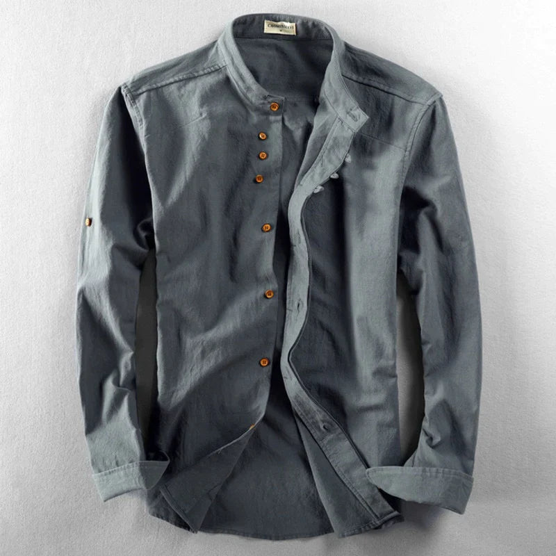 Camisa Recta De Manga Larga Para Hombre