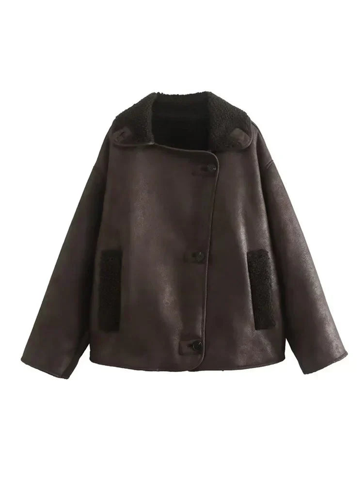 Chaqueta Corta Con Mangas Vueltas Para Mujer