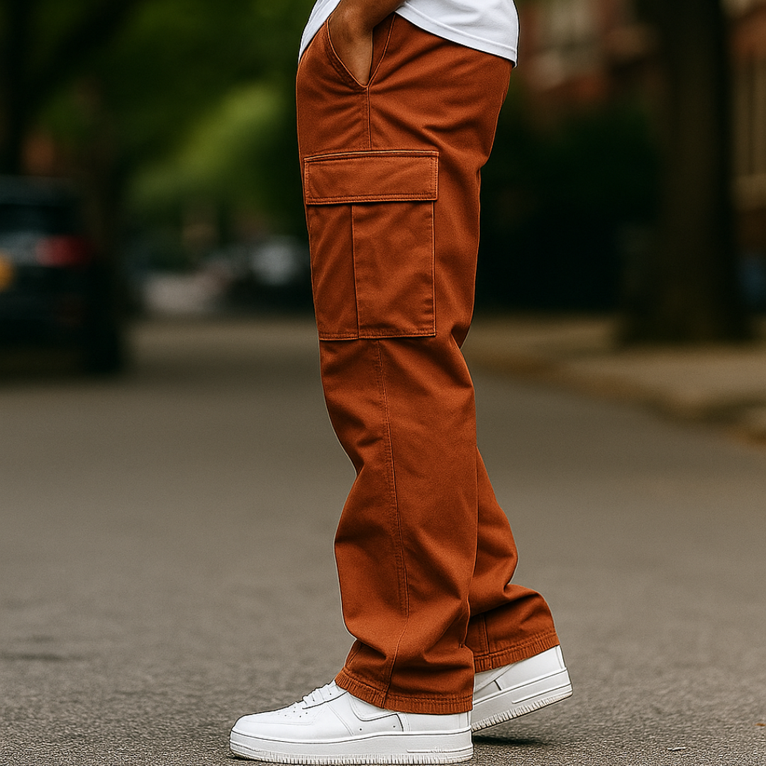Pantalones Cargo De Pierna Ancha Para Hombre