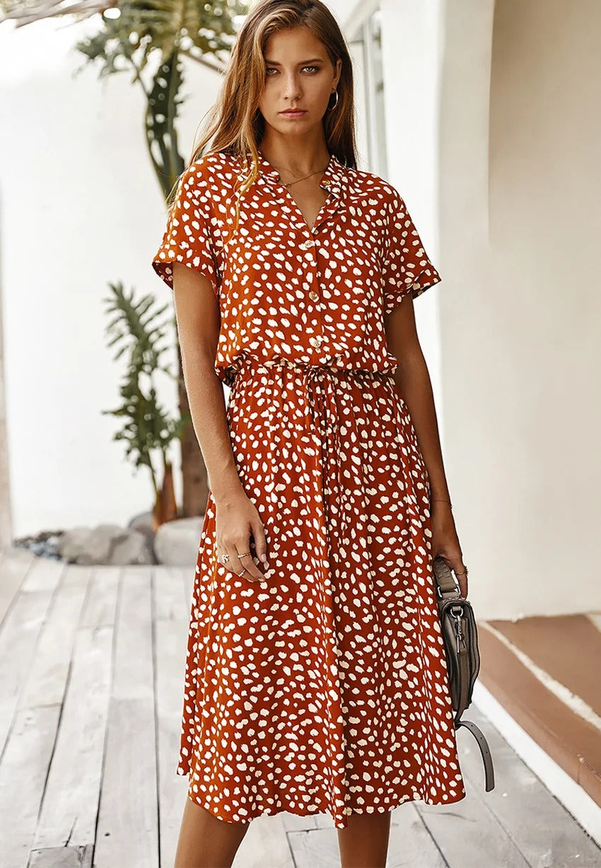 Vestido Camisero Midi Para Mujer