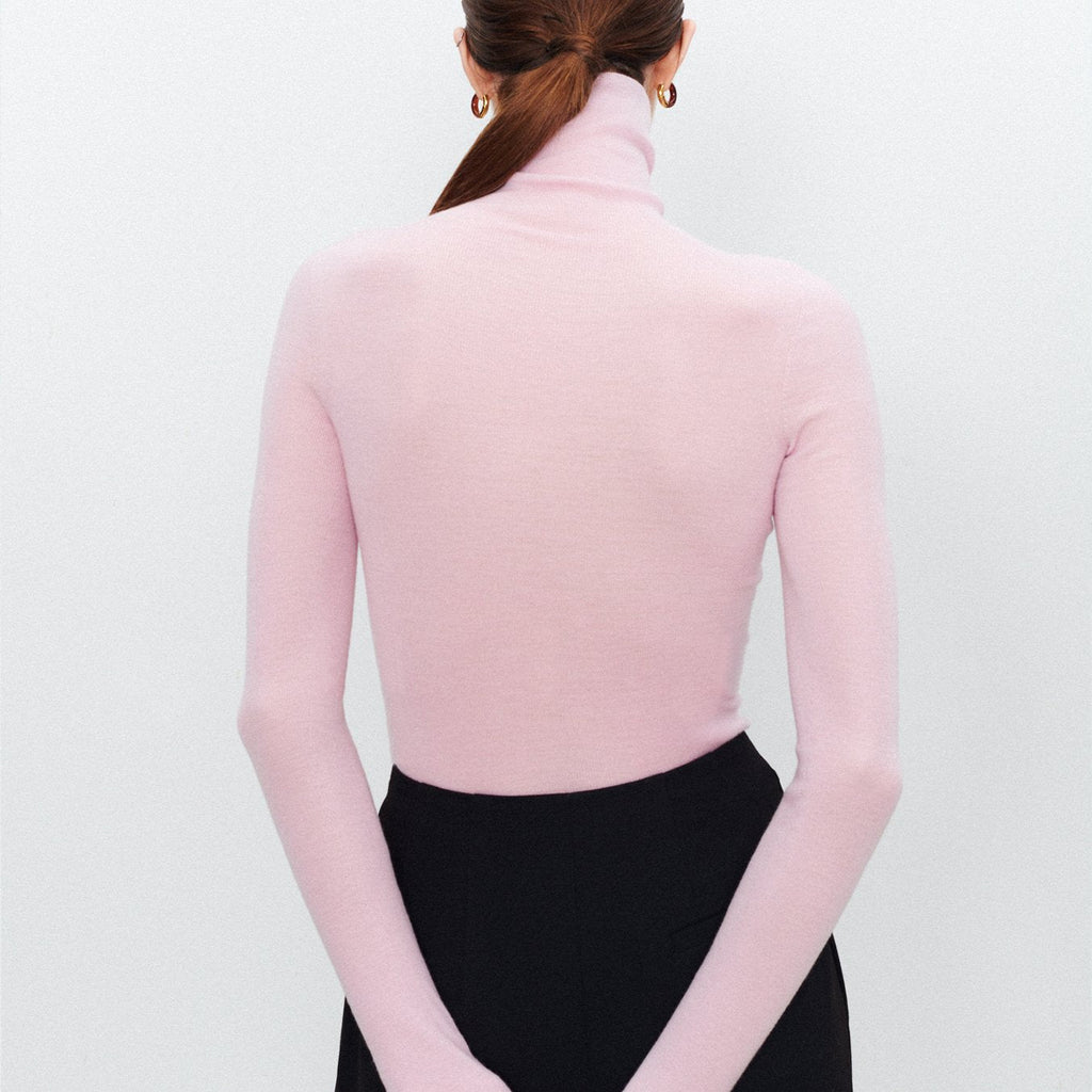 Suéter Ajustado De Cuello Alto Para Mujer