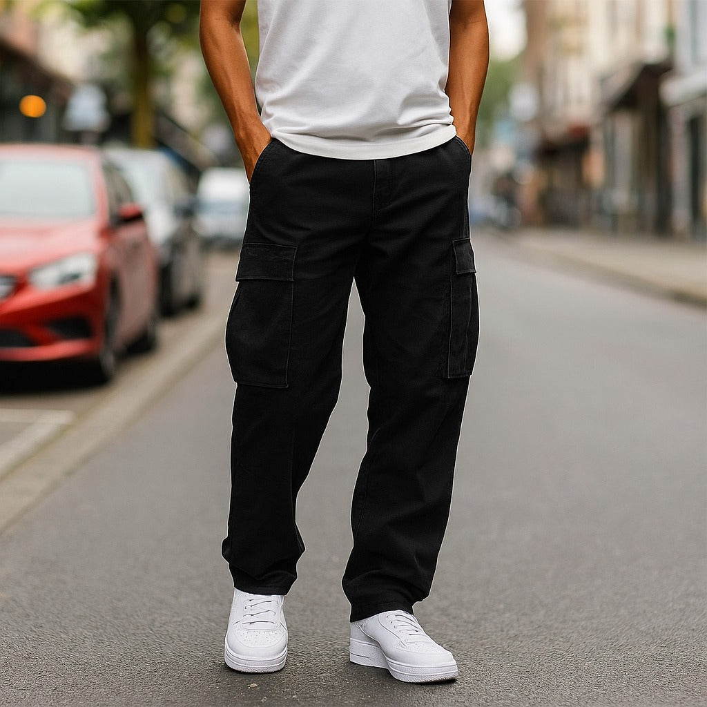 Pantalones Cargo De Pierna Ancha Para Hombre