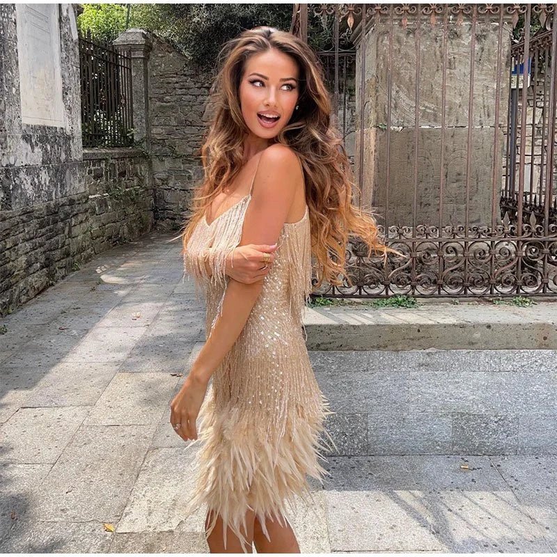 Vestido De Cóctel Corto Con Brillo Para Mujer